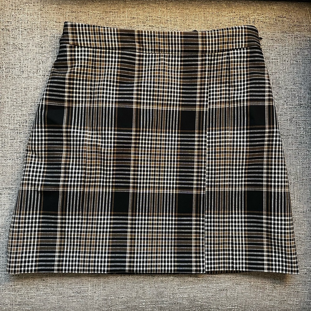Plaid Wrap Wool-Blend Mini Skirt Size 4 NWT